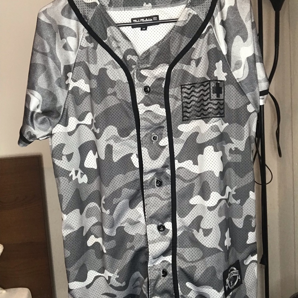 Camouflage button up jersey